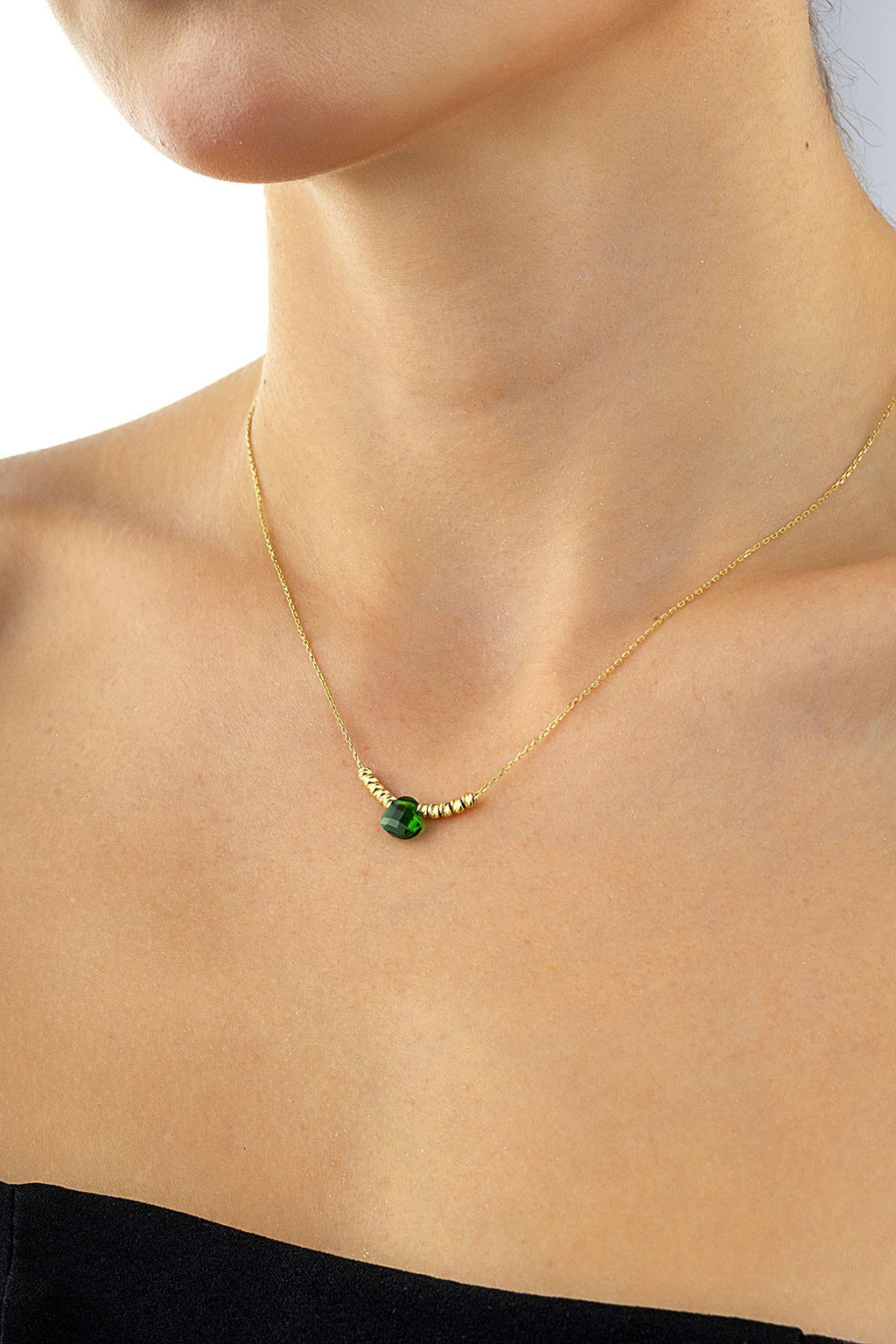 14K Green Heart Gold Necklace