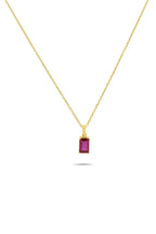 14K Purple Baguette Stone-Set Gold Necklace