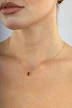 14K Purple Baguette Stone-Set Gold Necklace