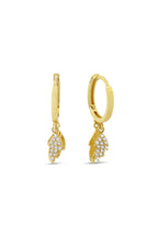 14K Stone-Set Leaf Gold Earrings