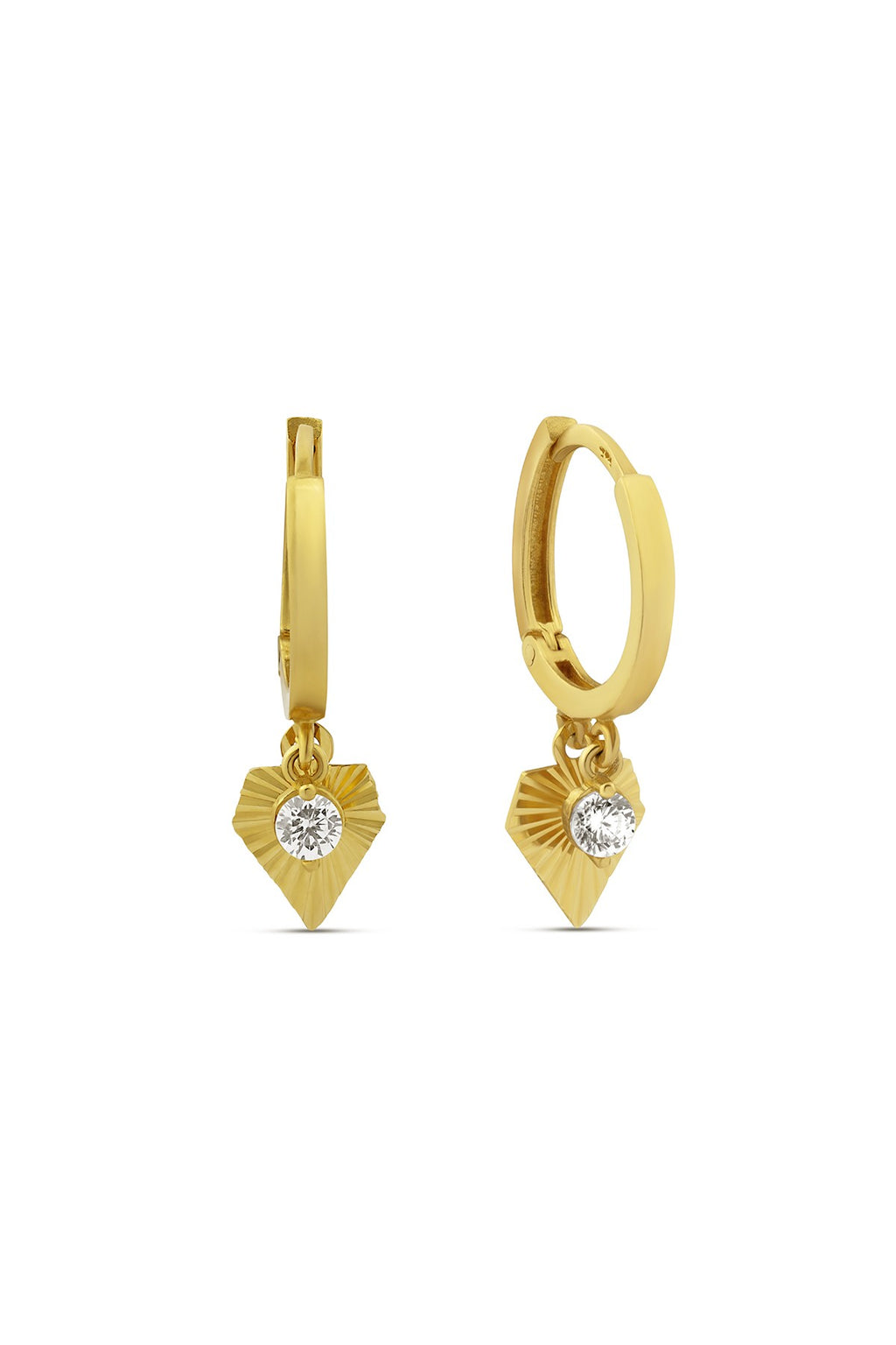 Stone-Set Drop Geometric Gold Earrings