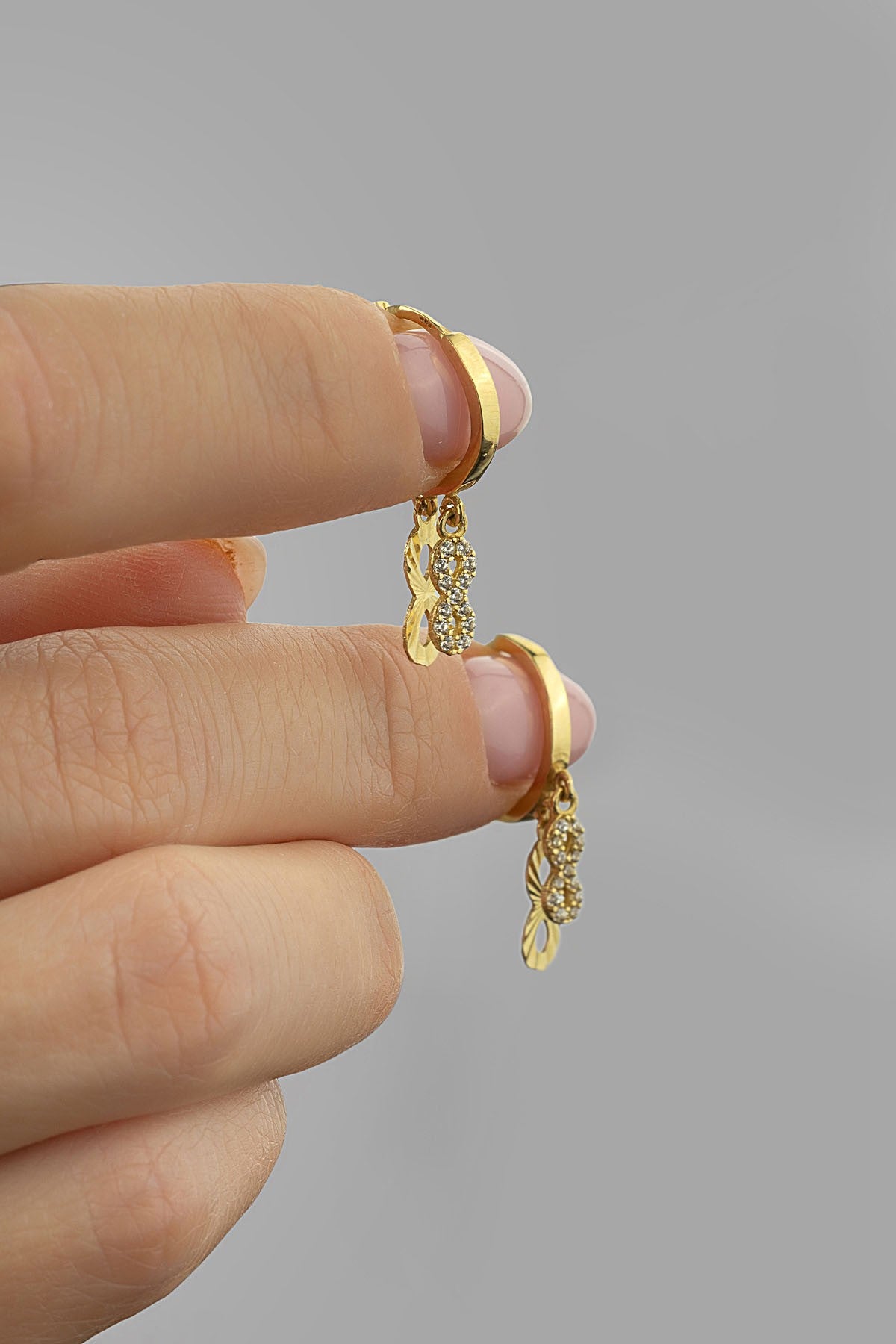 14K Infinity Stone-Set Gold Earrings