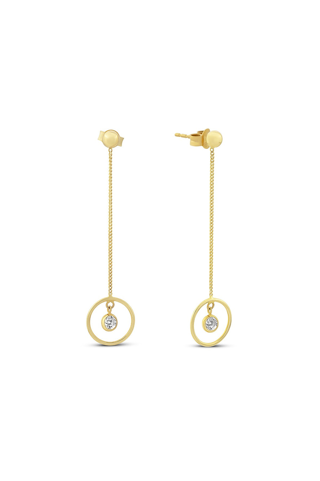 Stone-Set Drop Modern Gold Earrings