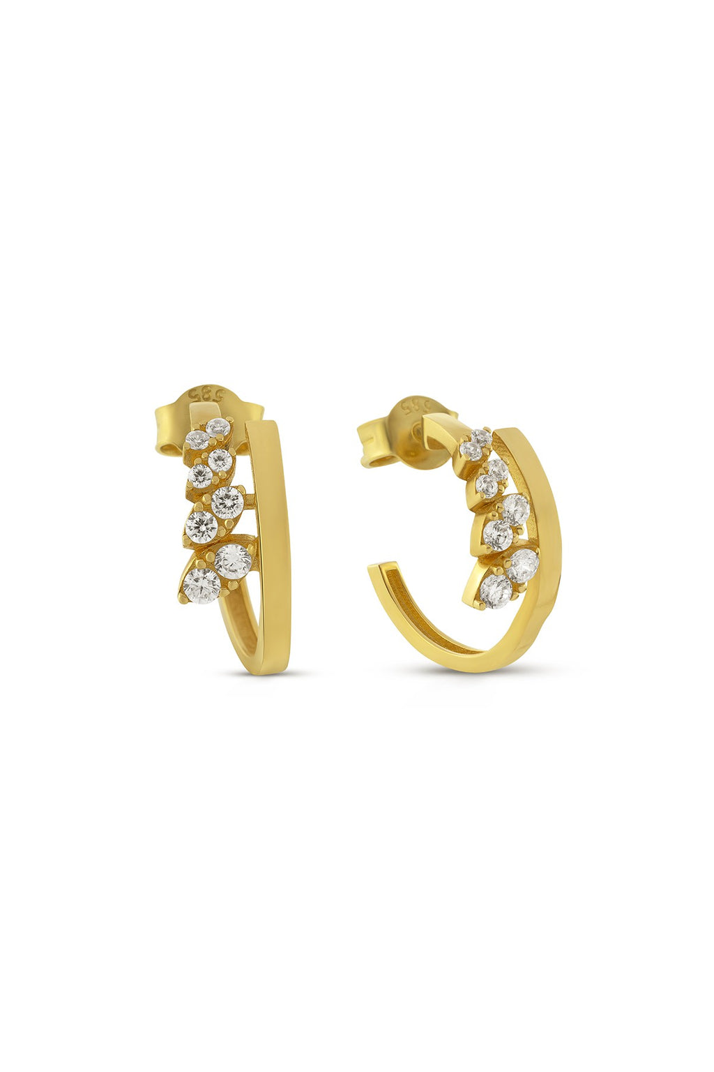14K Stone-Set Modern Gold Earrings