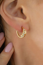 14K Stone-Set Modern Gold Earrings