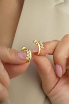 14K Stone-Set Modern Gold Earrings