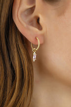 Pink Stone-Set Gold Earrings