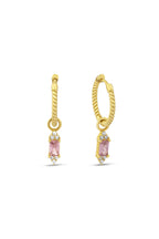 Pink Stone-Set Gold Earrings
