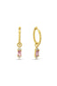 Pink Stone-Set Gold Earrings