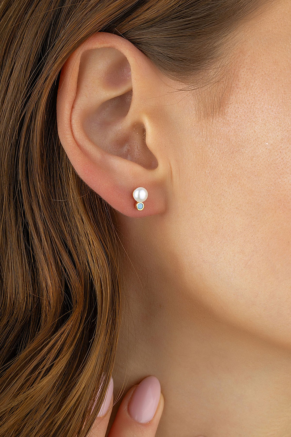 Pearl Stone-Set Gold Earrings