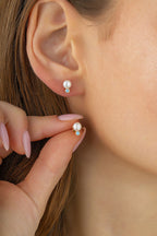 Pearl Stone-Set Gold Earrings