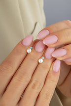 Pearl Stone-Set Gold Earrings