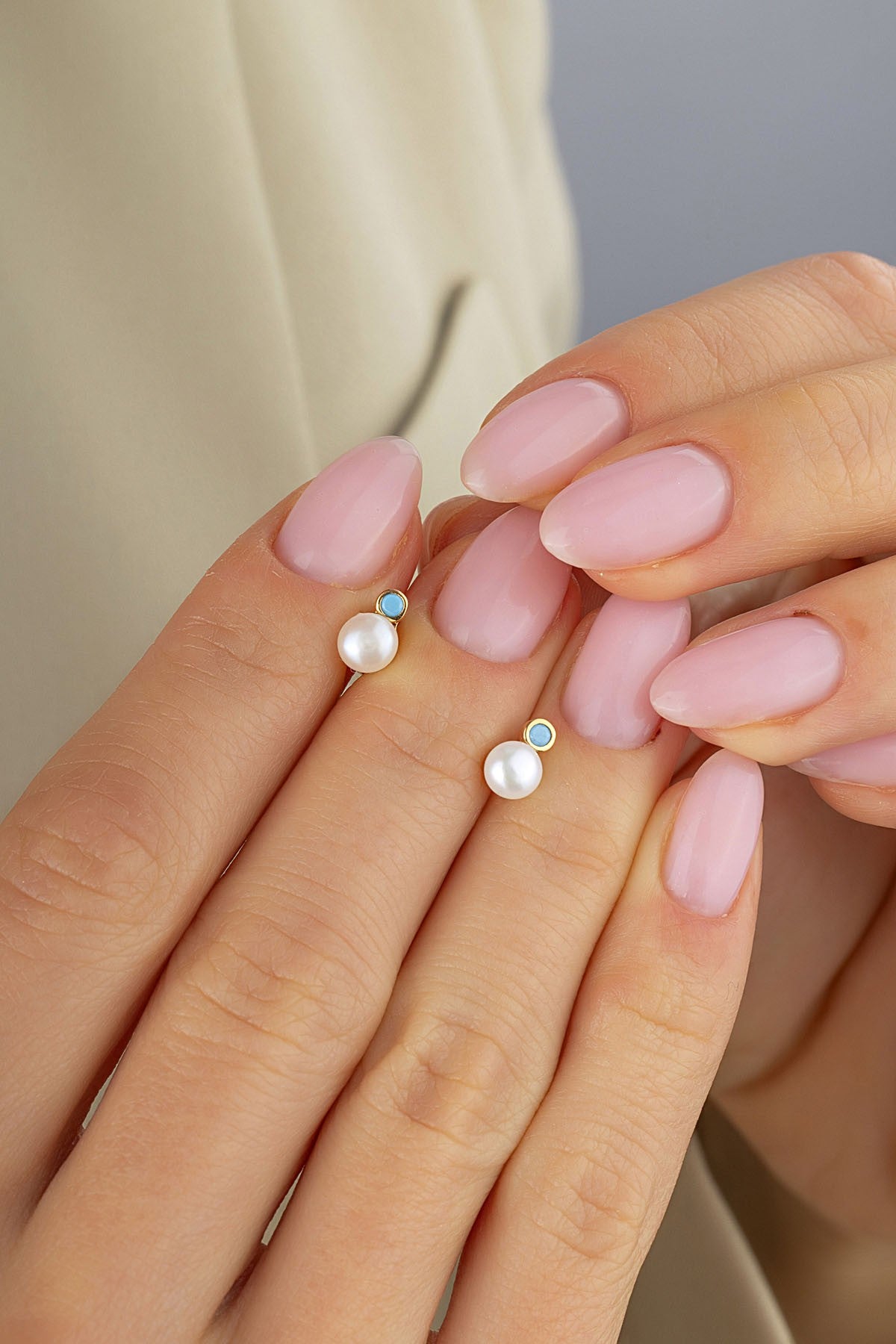 Pearl Stone-Set Gold Earrings
