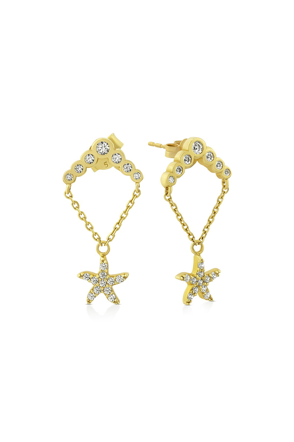 Dangle Stone-Set Star Gold Earrings