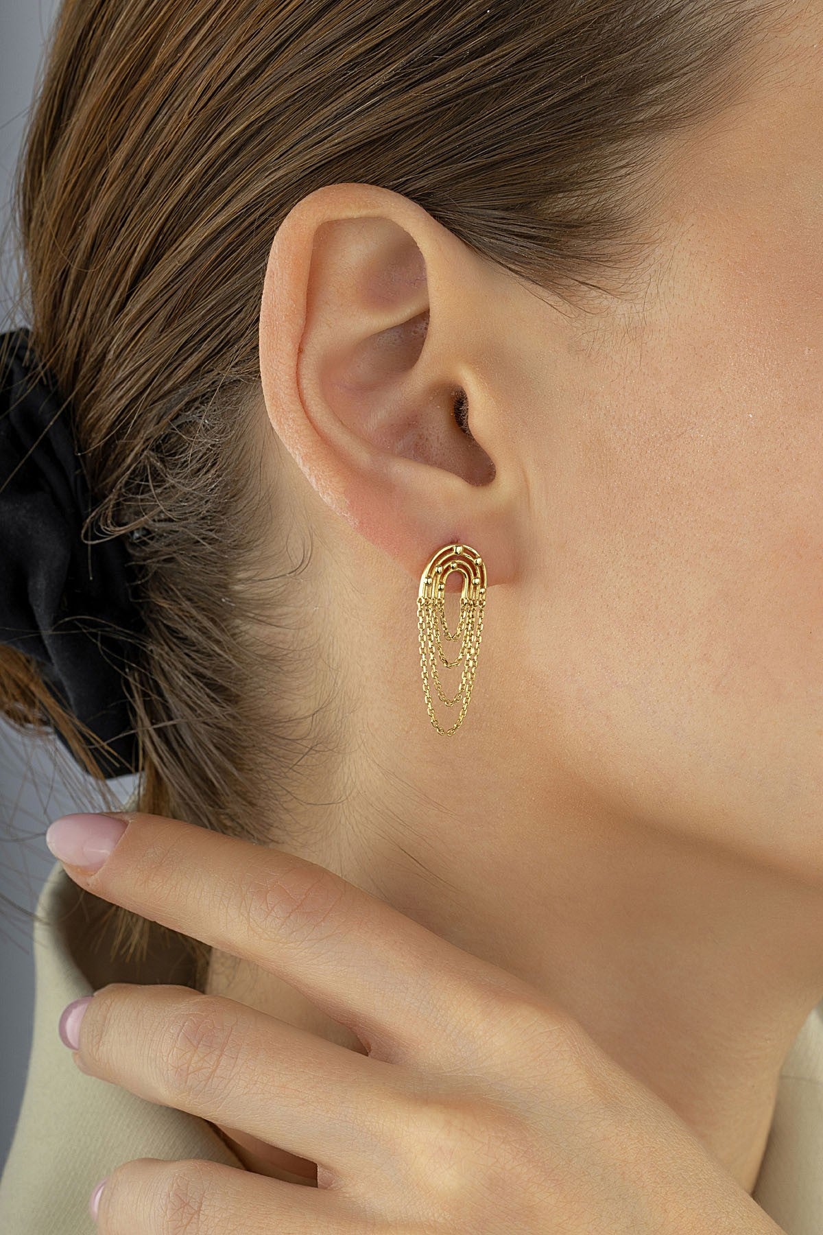 Interlocking Chain 14K Gold Earrings