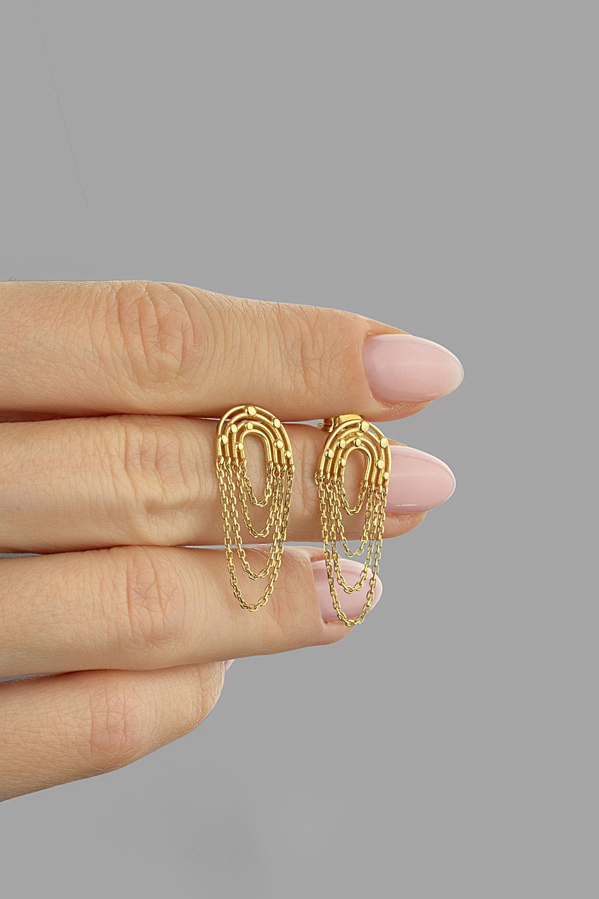 Interlocking Chain 14K Gold Earrings