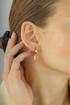 Ivory Motif Stone-Set Gold Earrings