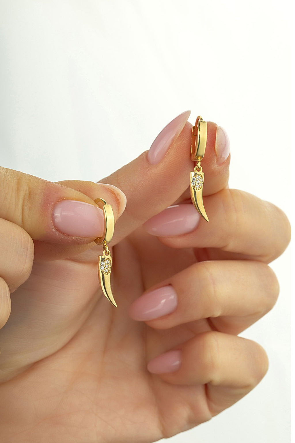 Ivory Motif Stone-Set Gold Earrings