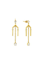 Stone-Set Dangle Gold Earrings