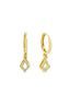 Stone-Set Rectangular Gold Earrings