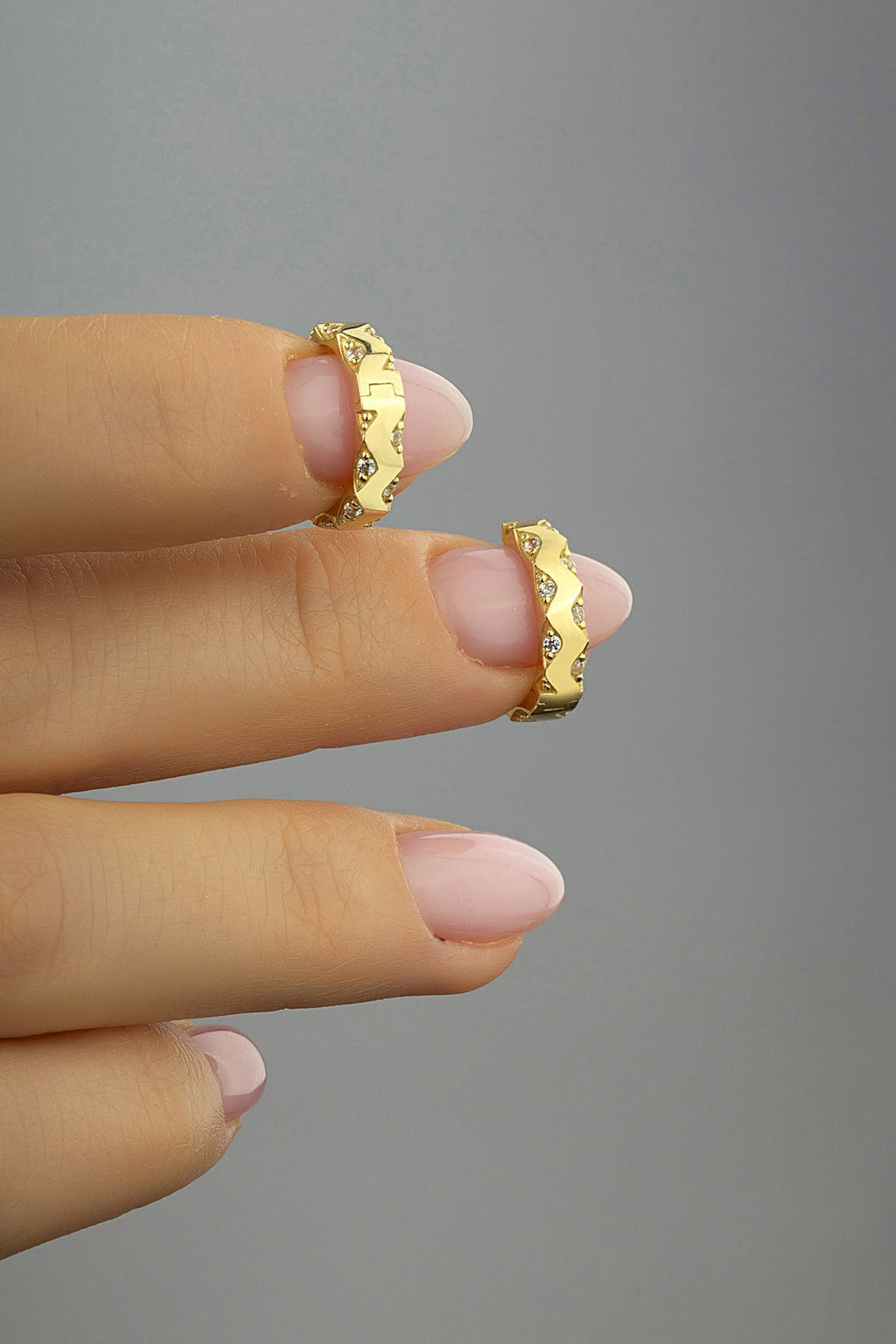 Modern Stone-Set 14K Gold Earrings