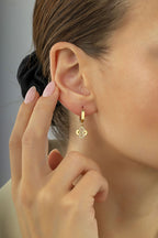 Motif Stone-Set Gold Earrings