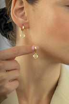 Motif Stone-Set Gold Earrings