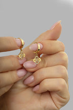 Motif Stone-Set Gold Earrings