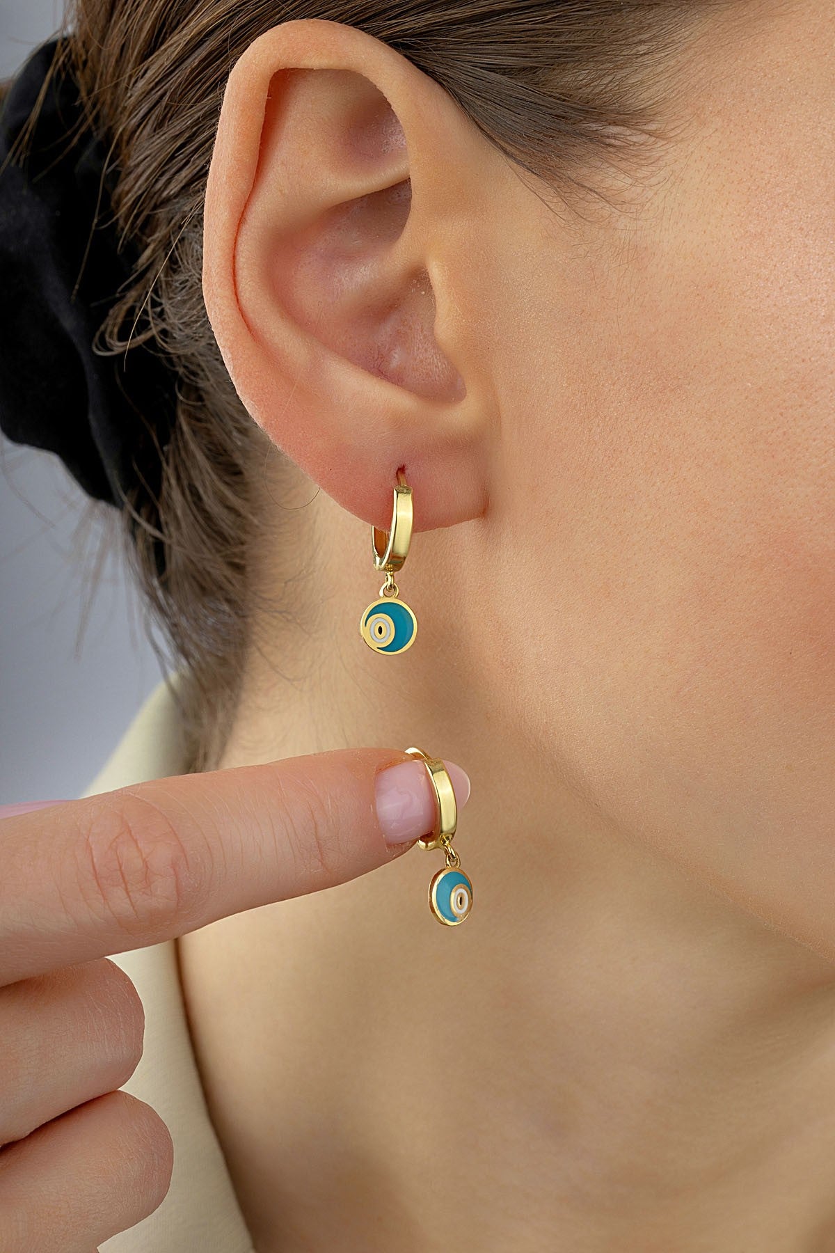 Evil Eye Gold Earrings