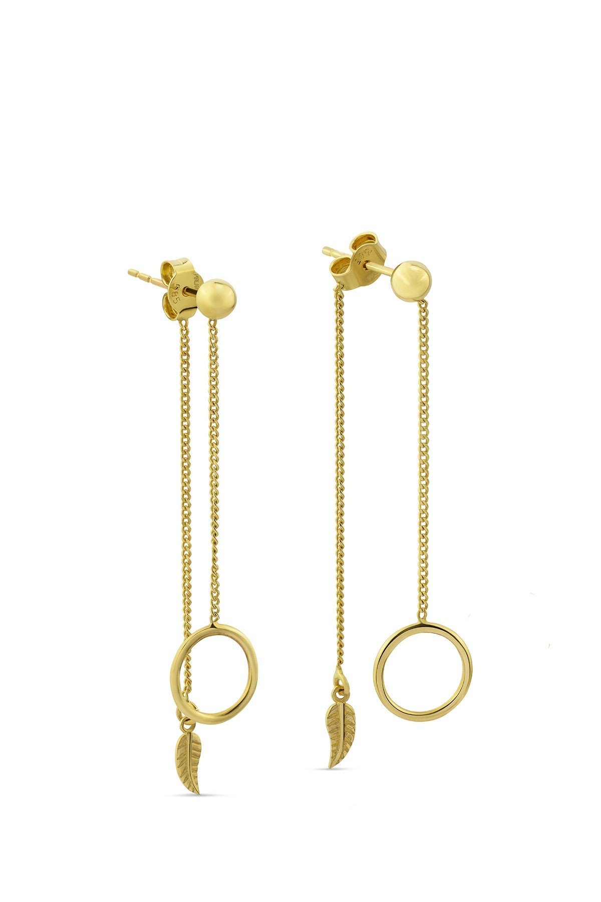 Dangle Leaf Motif Gold Earrings Secondary image