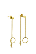 Dangle Leaf Motif Gold Earrings