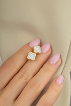 Inner Patterned Leaf Gold Earrings