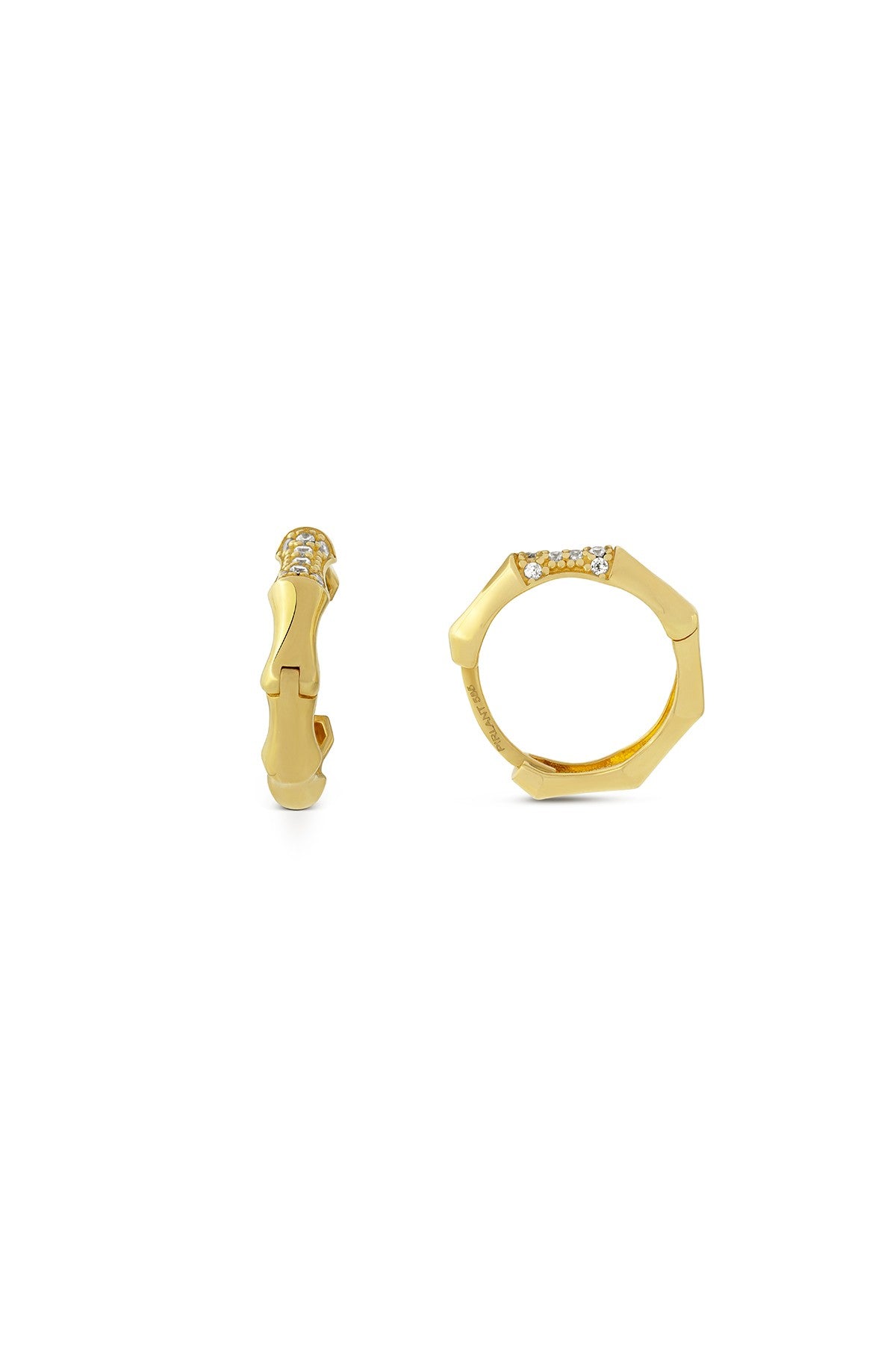 Stone-Set Hexagon Gold Earrings Main image