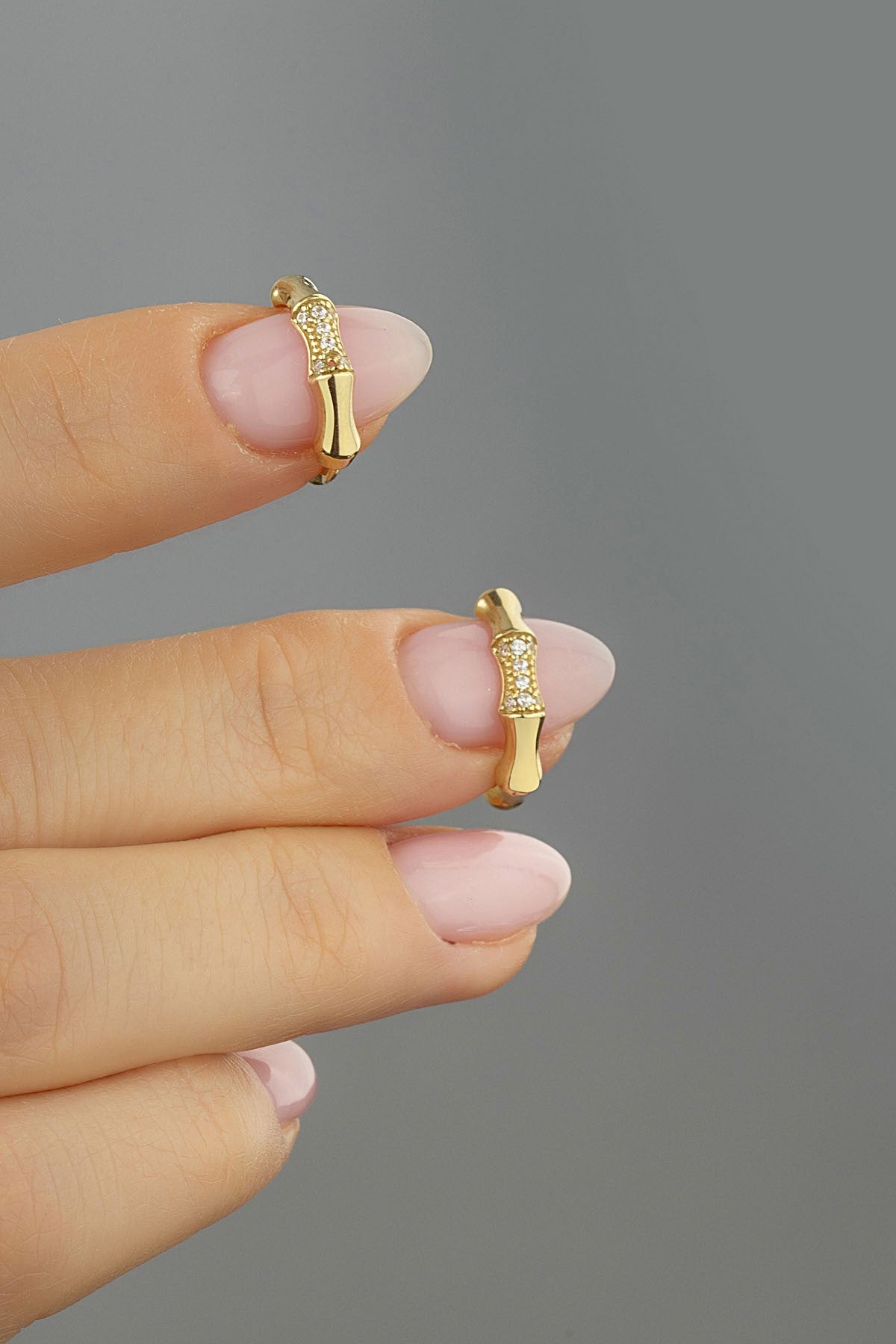 Stone-Set Hexagon Gold Earrings