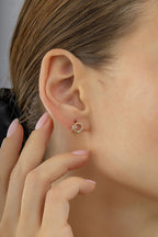 Crescent & Star Stone-Set Gold Earrings