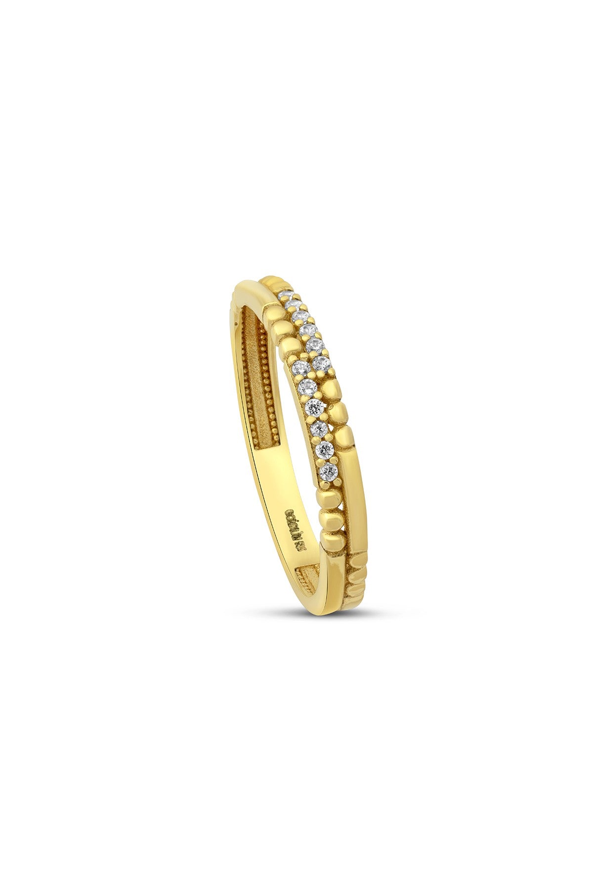 Row Stone-Set Gold Ring