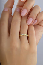 Row Stone-Set Gold Ring