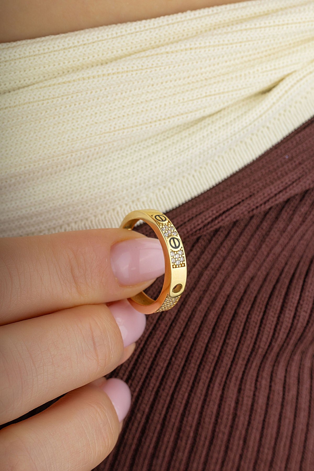 Row Stone-Set Modern Gold Ring