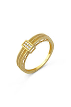 3 Stripe Stone-Set Gold Ring