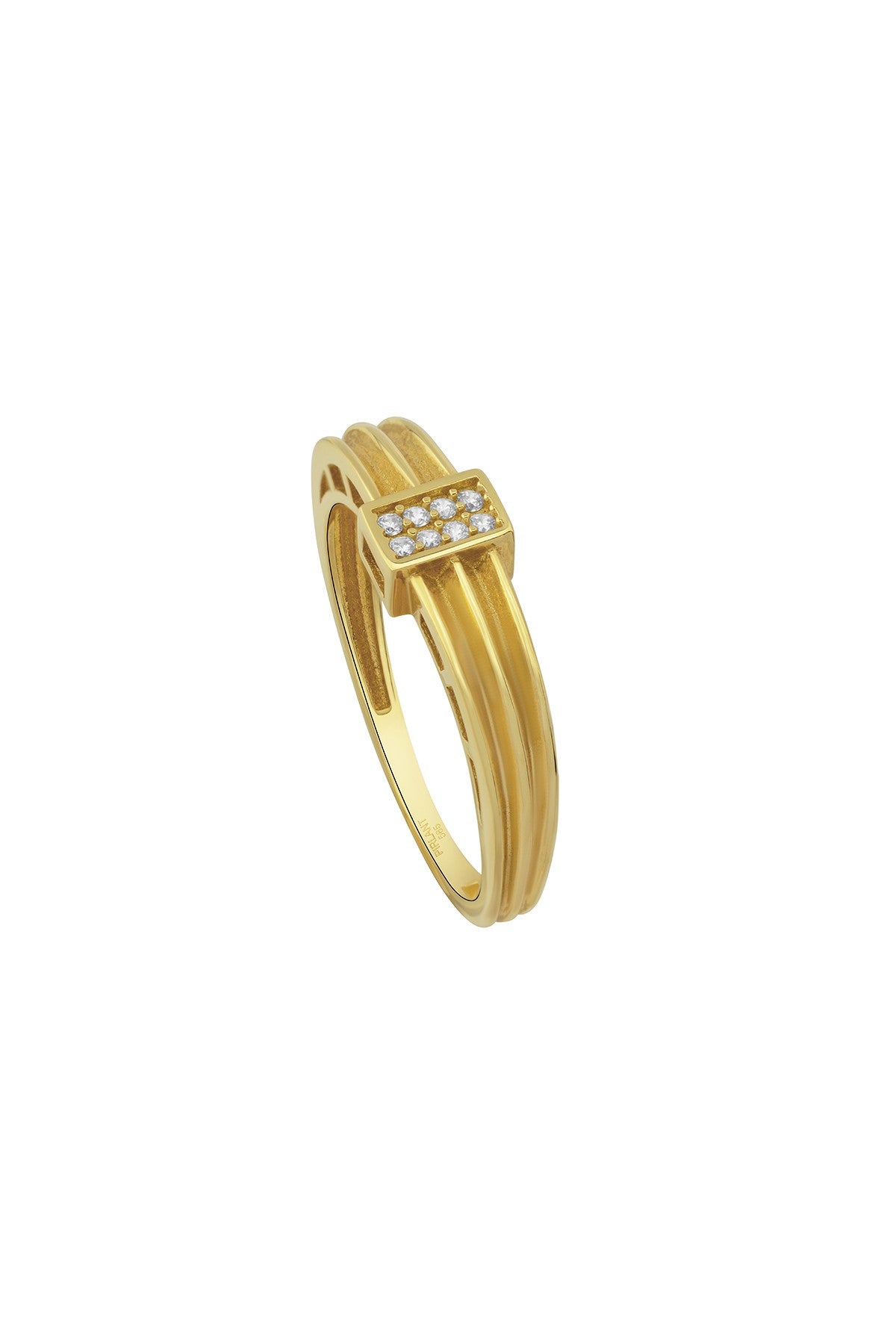 3 Stripe Stone-Set Gold Ring Secondary image