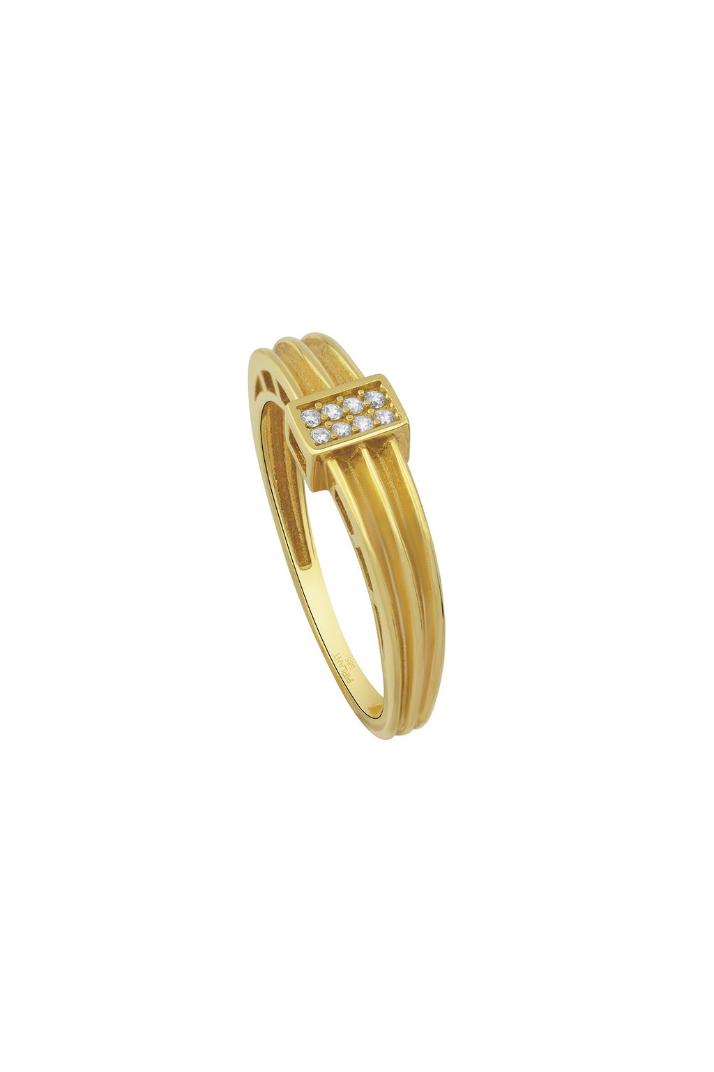 3 Stripe Stone-Set Gold Ring