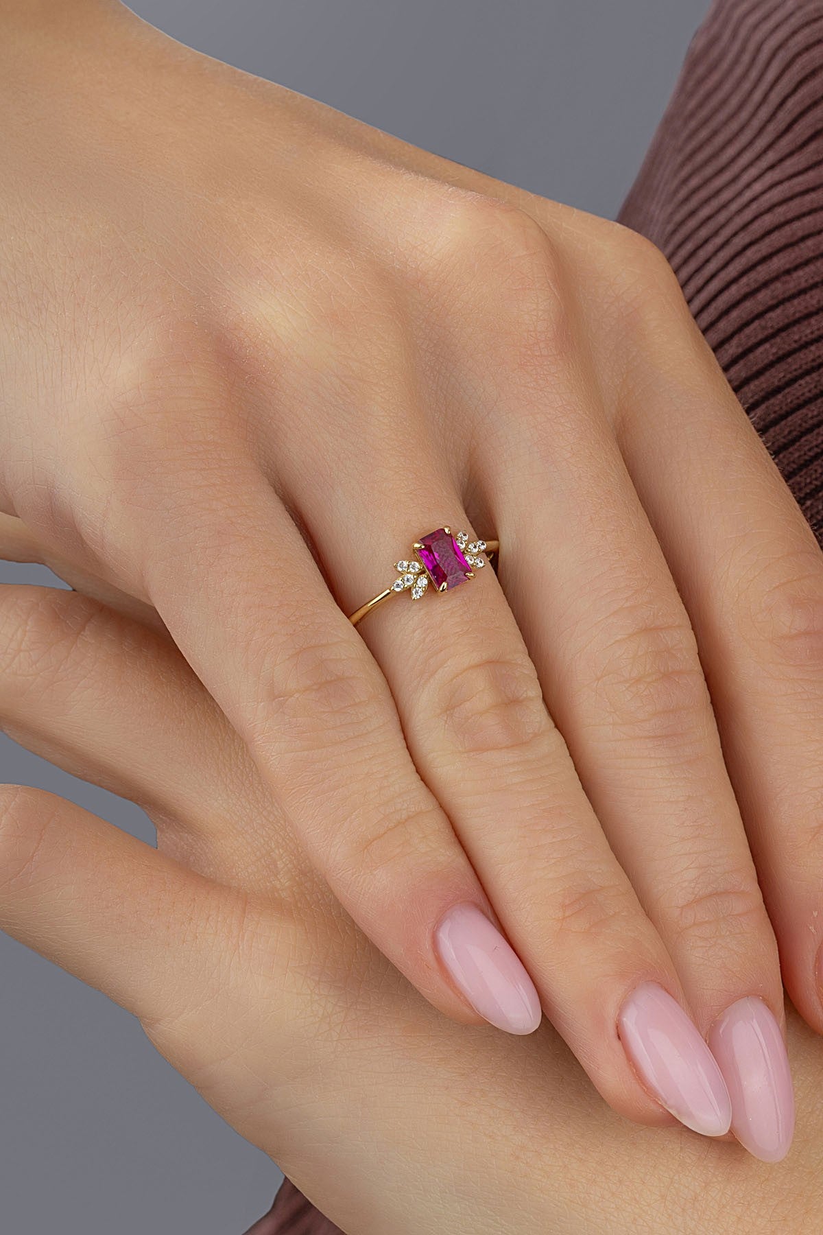Pink Stone-Set Gold Ring