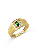 Green Stone-Set Oriental Gold Ring