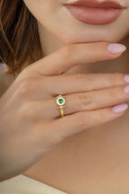 SeDaughtergen Green Stone-Set Gold Ring