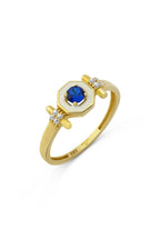 Blue Stone-Set SeDaughtergen Gold Ring