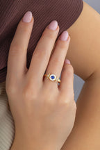 Blue Stone-Set SeDaughtergen Gold Ring