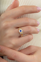 Blue Stone-Set SeDaughtergen Gold Ring