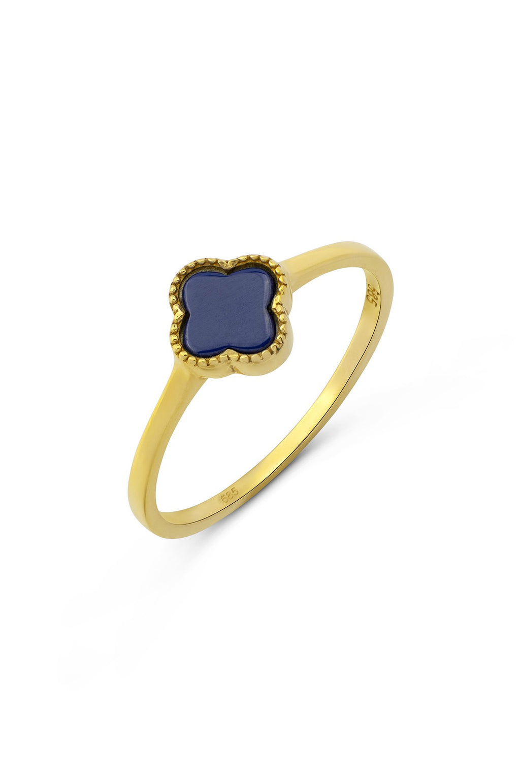 Floral Motif Blue Gold Ring