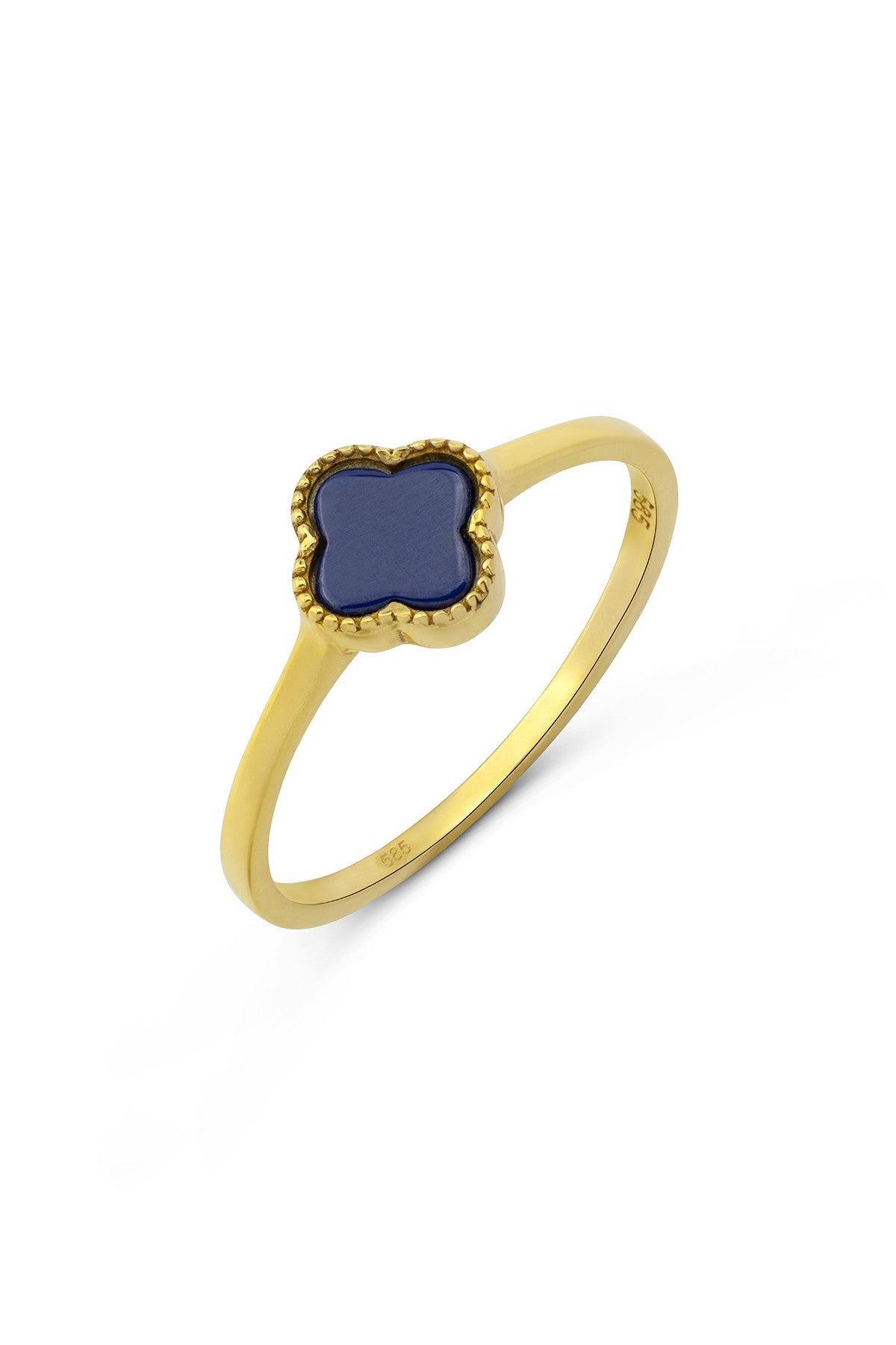 Floral Motif Blue Gold Ring