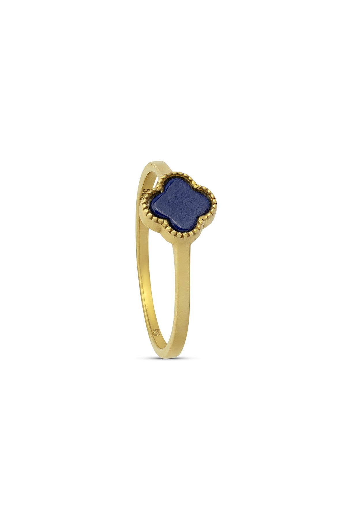 Floral Motif Blue Gold Ring